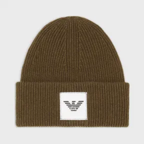 安普里奥·阿玛尼/Emporio Armani 贴花徽标罗纹针织贝雷帽 46658053dc