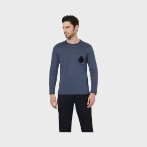 乔治阿玛尼/Giorgio Armani 饰章贴花棉质平纹布毛线衫 12354636rv