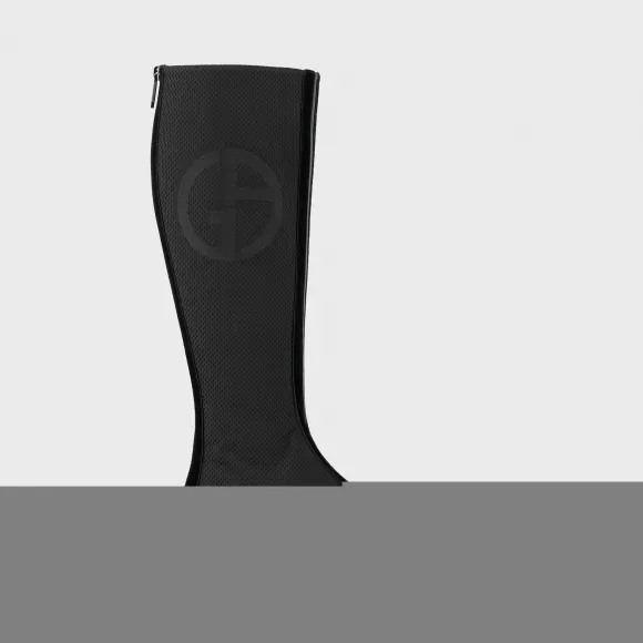 乔治阿玛尼/Giorgio Armani 皮革及天鹅绒细节纹理面料女靴 11787607vs