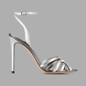 乔治阿玛尼/Giorgio Armani 金属感纳帕皮高跟凉鞋 11648605aq