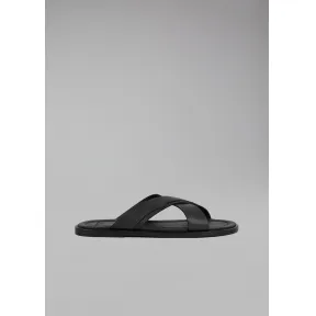 乔治阿玛尼/Giorgio Armani 交叉饰带皮革凉鞋 11538681dc