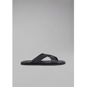 乔治阿玛尼/Giorgio Armani 交叉饰带皮革凉鞋 11524510bb