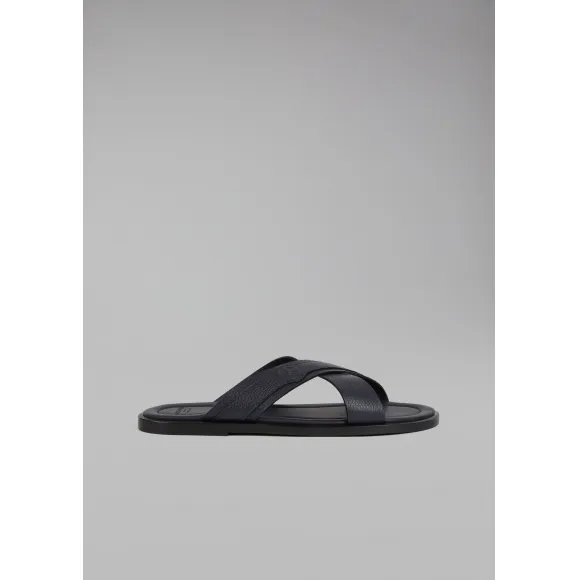 乔治阿玛尼/Giorgio Armani 交叉饰带皮革凉鞋 11524510bb