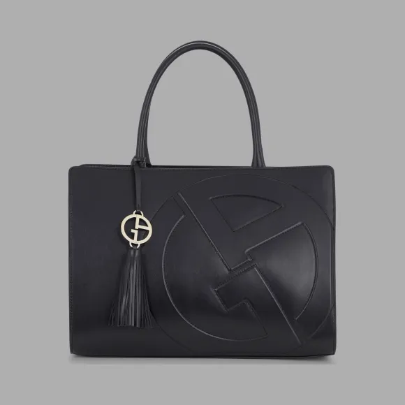 乔治阿玛尼/Giorgio Armani 立体 GA 徽标款皮革托特包 55017612hg