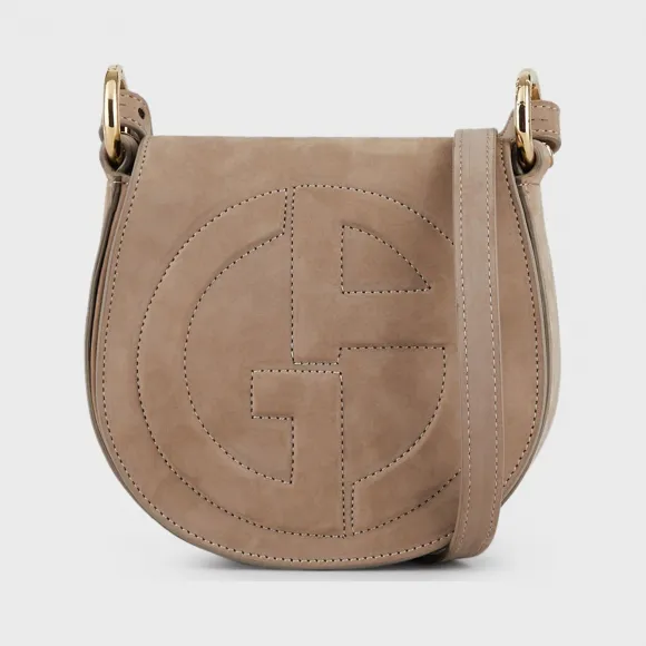 乔治阿玛尼/Giorgio Armani 立体 GA 徽标款皮革圆形斜挎包 45481030fw