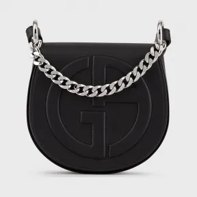 乔治阿玛尼/Giorgio Armani 立体 GA 徽标款皮革圆形斜挎包 45473791bt