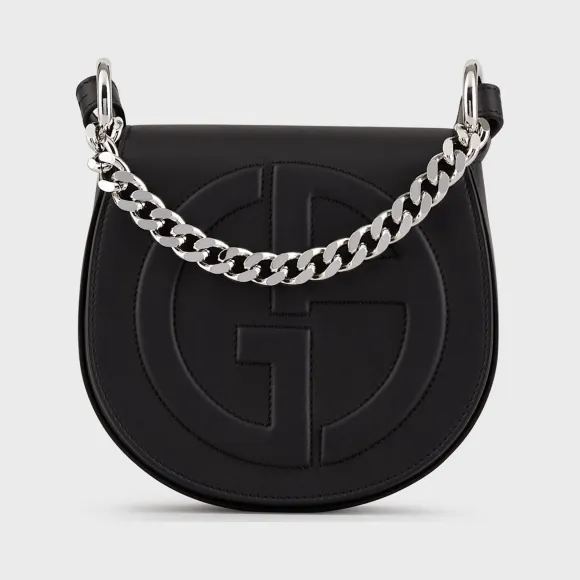 乔治阿玛尼/Giorgio Armani 立体 GA 徽标款皮革圆形斜挎包 45473791bt