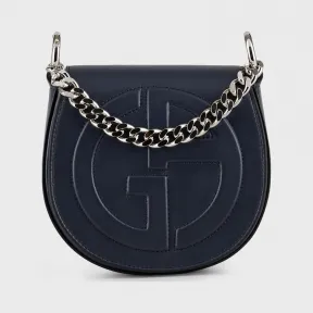 乔治阿玛尼/GIORGIO ARMANI 女士 立体 GA 徽标款皮革圆形斜挎包 45503109ud