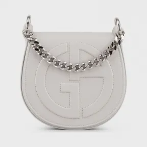 乔治阿玛尼/Giorgio Armani 立体 GA 徽标款皮革圆形斜挎包 45475784fo