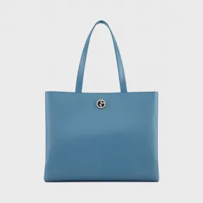 乔治阿玛尼/Giorgio Armani 饰珐琅徽标人字纹印花皮革托特包 22006290js