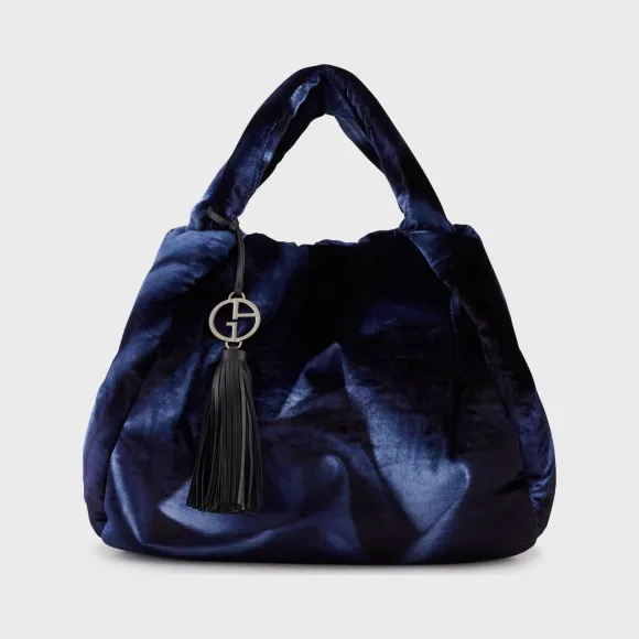 乔治阿玛尼/Giorgio Armani 天鹅绒购物包带漩涡印花和吊坠 45487693eg