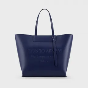 乔治阿玛尼/Giorgio Armani 同系配色压印徽标皮革小号购物包 45470695gm