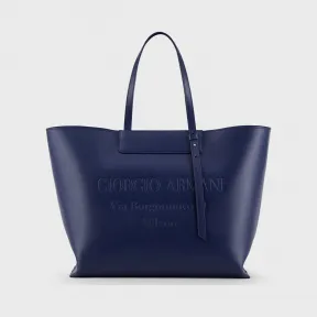 乔治阿玛尼/Giorgio Armani 同系配色压印徽标皮革大号购物包 45470425hg