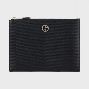 乔治阿玛尼/Giorgio Armani 饰珐琅徽标人字纹印花皮革手拿包 46651870vg