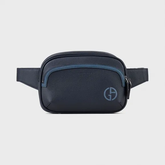 乔治阿玛尼/Giorgio Armani 反差感线条和标识全粒面皮革腰包 45473530nd