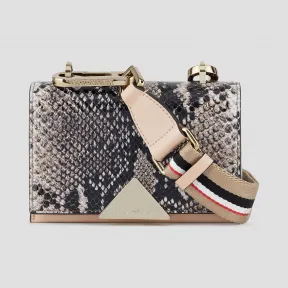 安普里奥·阿玛尼/Emporio Armani 正面蟒蛇纹印花和条纹面料肩带皮革迷你包 45464405wj