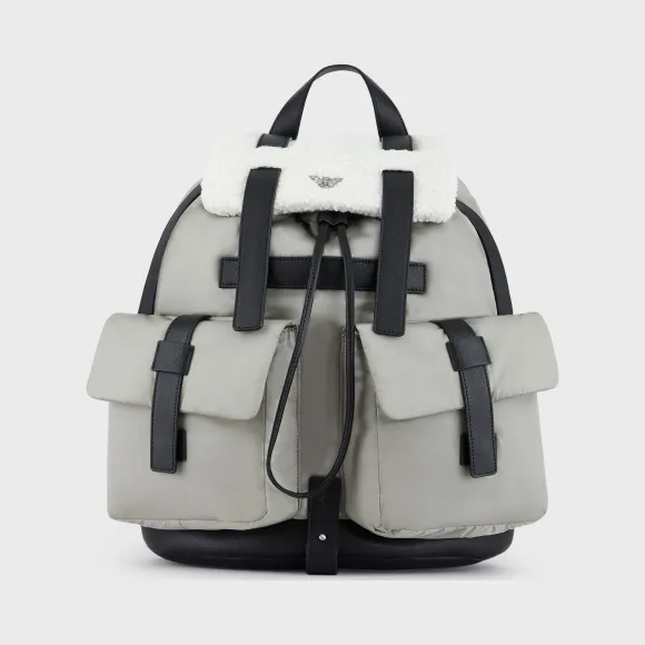 安普里奥·阿玛尼/Emporio Armani 人造羊皮细节尼龙背包 45482705kp