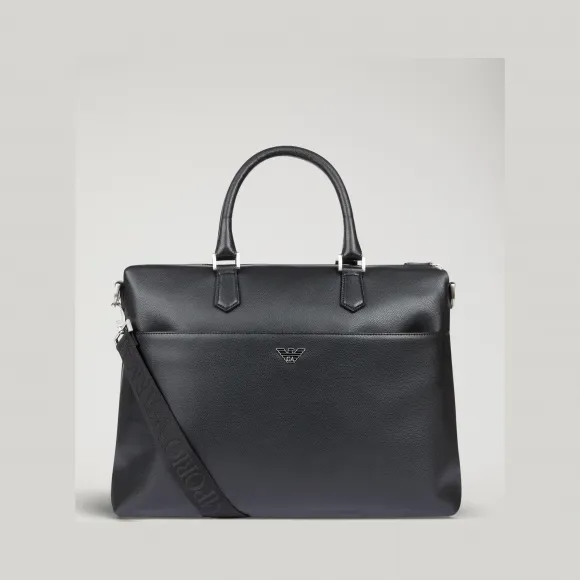 安普里奥·阿玛尼/Emporio Armani 徽标肩带款搓纹皮革旅行包 45427578jf