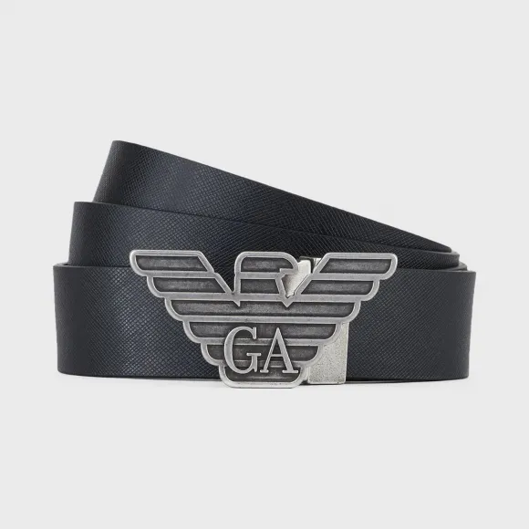 安普里奥·阿玛尼/Emporio Armani 可更换带扣十字纹印花皮革双面皮带礼盒 46629123he