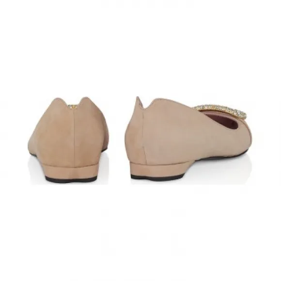 艾斯卡达/Escada 绒面缀饰平底鞋 5030793_A111