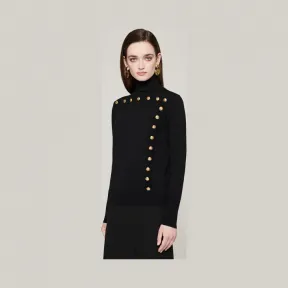 艾斯卡达/Escada 纽扣细节高领毛衣 5031604_A001