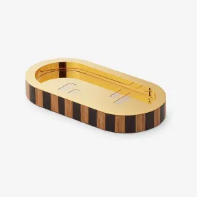 芬迪/Fendi Fendi O’Lock椭圆形饰物托盘Pequin木质与金色金属托盘 7AC068AFS7F1JL3 8056582427263