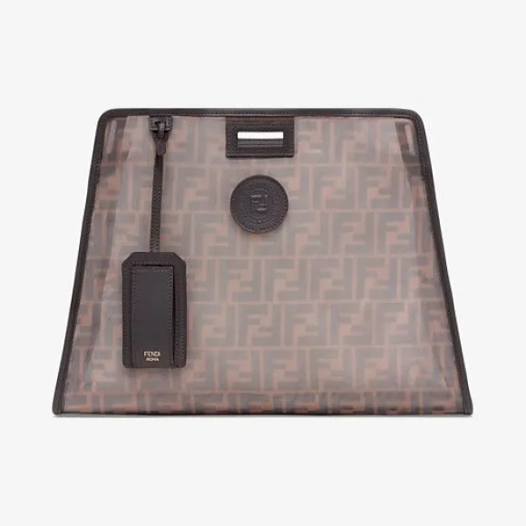 芬迪/Fendi 中号PEEKABOO DEFENDER_棕色网眼布Peekaboo包套 7AR718 A6D 7F12PK