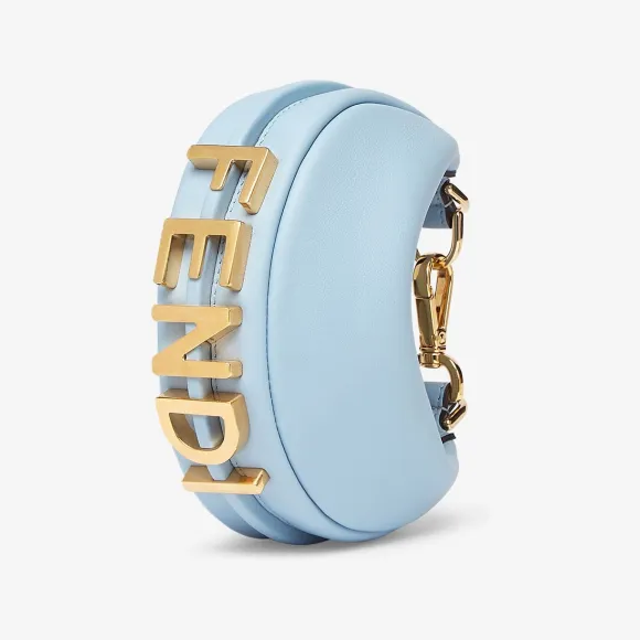 芬迪/Fendi Nano Fendigraphy-浅蓝色皮革手腕包-女士手袋 7AS089A5DYF1HD2 8054321219834