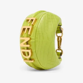 芬迪/Fendi Nano Fendigraphy-嫩芽绿鳄鱼皮手腕包-女士迷你配件 7AS089A9XJF1JCS 8056582324975