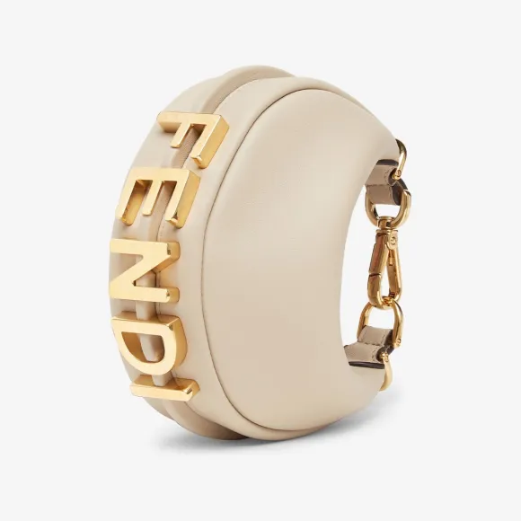 芬迪/Fendi Nano Fendigraphy-米色皮革手腕包-女士迷你配件 7AS089AKKTF19PN 8054321984848