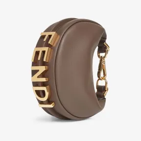 芬迪/Fendi Nano Fendigraphy-棕色皮革手腕包-女士手袋 7AS089AKKTF1JCN 8056582316154