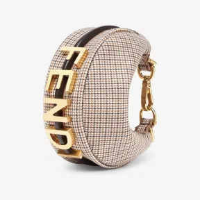 芬迪/Fendi Nano Fendigraphy-米色羊毛千鸟格纹图案手腕包-女士迷你配件 7AS089AL9ZF1IRG 8054321992393