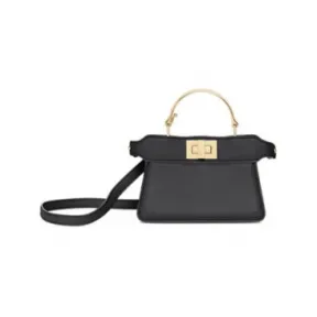 芬迪/Fendi Nano Peekaboo Maxi手柄黑色皮革 7AS106ABVEF0KUR