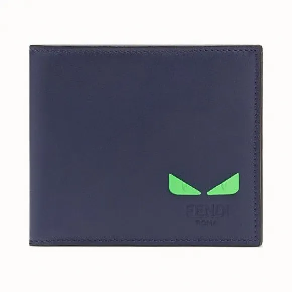 芬迪/Fendi 皮夹_蓝色皮质双折钱包 7M0266 A7T EF17H5