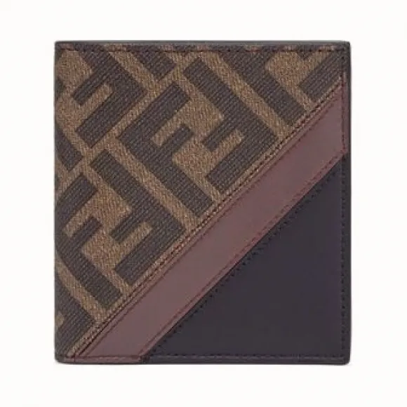 芬迪/Fendi 棕色布料双折钱包 7M0274A9XSF199B