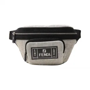 芬迪/Fendi  白色/黑色 帆布/皮革 男士 腰包 7VA446A7S8F01F7