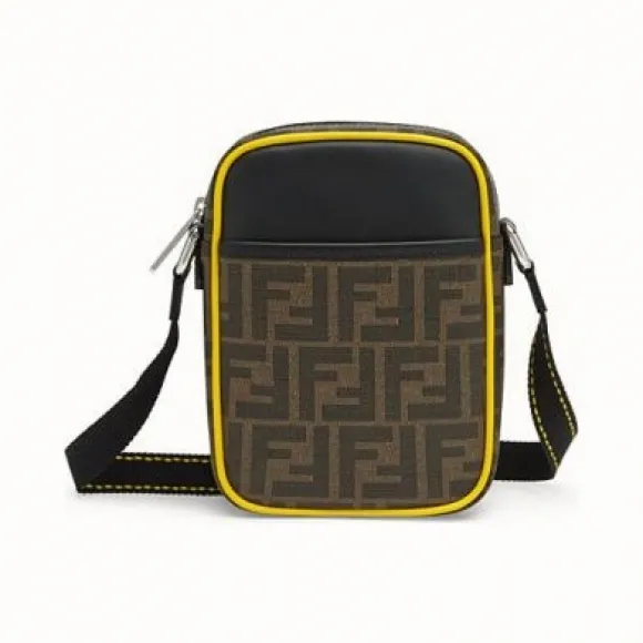 芬迪/Fendi 小号信差包_PU和黑色皮革斜挎包 7VA456 A80 QF17Q0