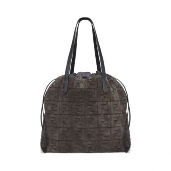 芬迪/Fendi 大号抽绳手提袋 皮革 灰色 7VA550AHU8F1GM4 8056867997078