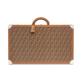 芬迪/Fendi 大号硬质行李箱 - 棕色布料行李箱 7VV136A8V3F18AT 8050263058739