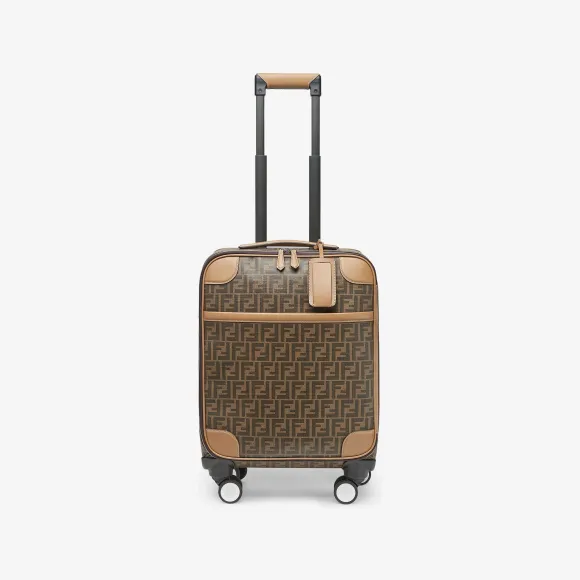 芬迪/Fendi 可登机尺寸拉杆箱-棕色FF布料拉杆箱-男士旅行箱 7VV160AFB4F1HRM 8054321781188