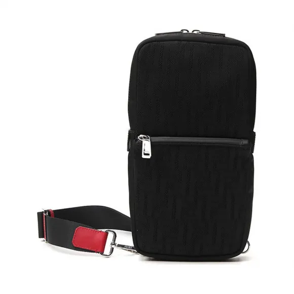 芬迪/Fendi  黑色 帆布/皮革 男士 斜挎包 7VZ033AA3XF0GXN