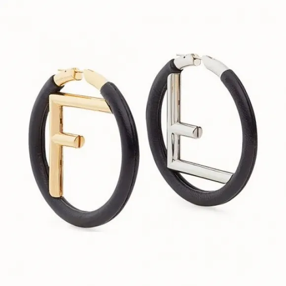 芬迪/Fendi F IS 耳环_黑色皮革耳环 8AG797 1AJ F10JL