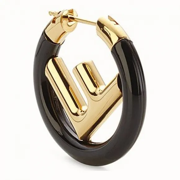 芬迪/Fendi F IS 耳环_金色和黑色耳环 8AG804 1AG F0RNG