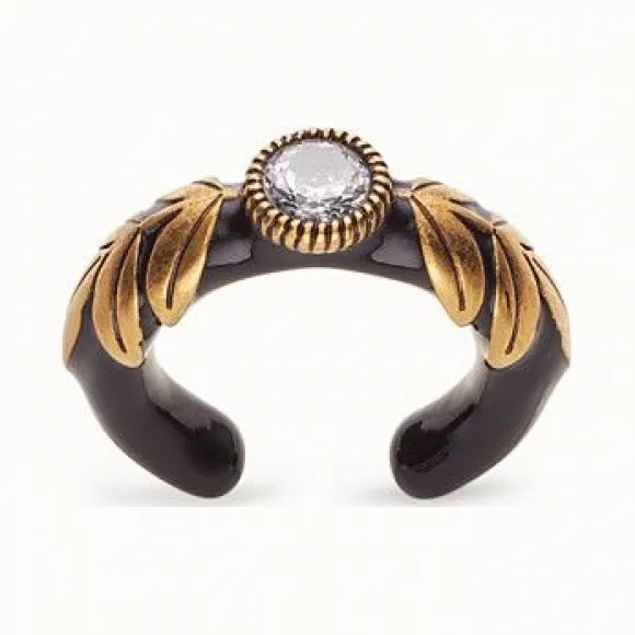 芬迪/Fendi JULIUS CAESAR戒指_黑色和金色戒指 8AG825 A7Q WF17AU