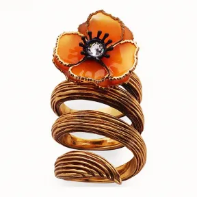 芬迪/Fendi FLOWER戒指_橙色珐琅戒指 8AG827 A6V KF1791