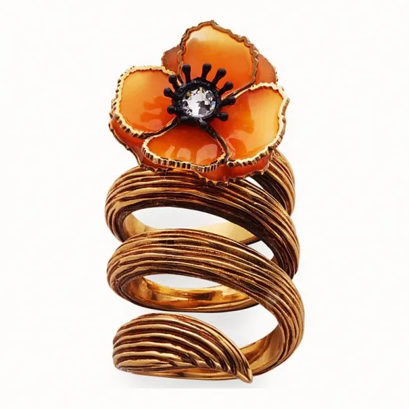 芬迪/Fendi FLOWER戒指_橙色珐琅戒指 8AG827 A6V KF1791