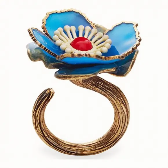 芬迪/Fendi FLOWER戒指_蓝色珐琅戒指 8AG828 A6V JF1790