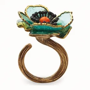 芬迪/Fendi FLOWER戒指_绿色珐琅戒指 8AG828 A6V JF17AY