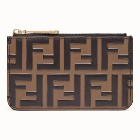芬迪/Fendi 钥匙圈手拿包_棕色皮质手拿包 8AP151 A6C BF13VK