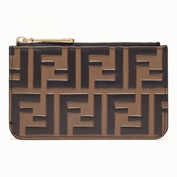 芬迪/Fendi 钥匙圈手拿包_棕色皮质手拿包 8AP151 A6C BF13VK